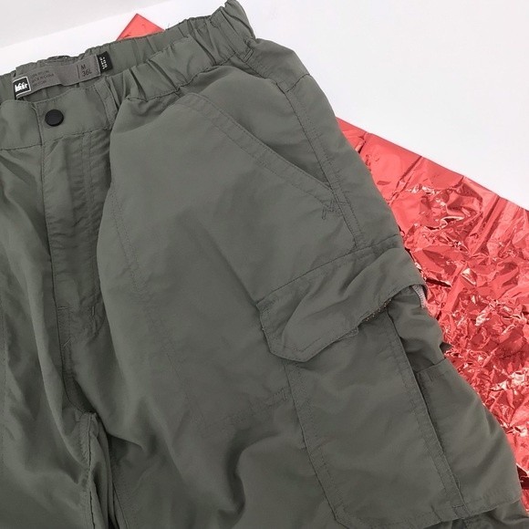 REI Men's Cargo Convertible Hiking Green Outdoor Pants UPF 50 Size M 36L - Picture 6 of 16